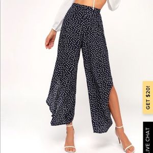 Flowy blue polka dot pant